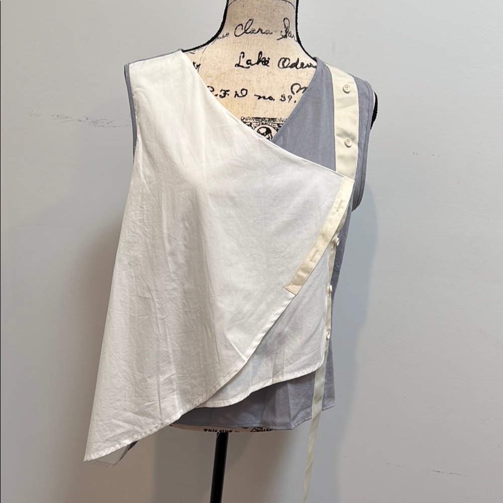 M.A.A.C. Two-Tone Asymmetrical Sleeveless Top